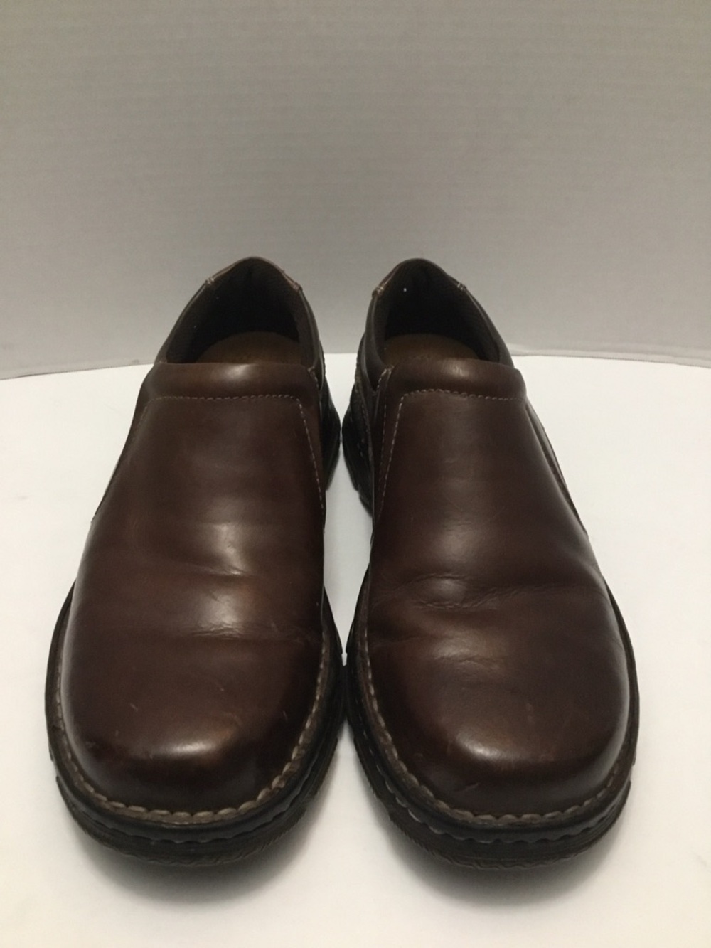 Men's Bass Brown Leather Slip-On Casual Shoes size 7M